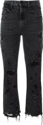 Alexander Wang distressed cropped jeans - women - Cotton - 24 - Black