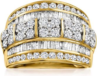 Ross-Simons Round and Baguette Diamond Multi-Row Ring in 14kt Yellow Gold