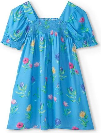 Hatley Kids Floral Print Smocked Dress in Bonnie Blue at Nordstrom, Size 3T