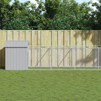 vidaXL Caseta Perro Tejado Acero Galvanizado Gris Claro 117x1017x123cm Vidaxl