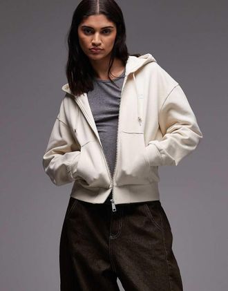 Carhartt Work in Progress Casey - Felpa con cappuccio bianco sporco con zip