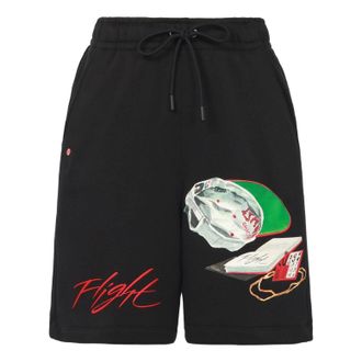 Nike Jordan Mens Air Jordan Alphabet Pattern Printing Straight Sports Shorts Black DQ7543-010