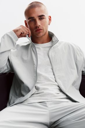 Alo | Takeaway Track Full Zip Jacket in Titanium, Size: Medium
