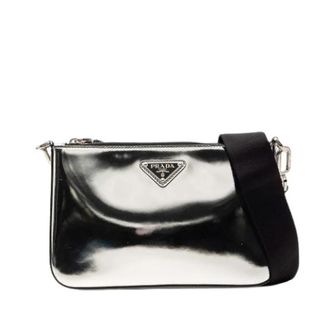 Prada Pre-owned Crossbody Tas - Dames - Vintage Schoudertas - Grijs - ONE Size - Leer - Vintage