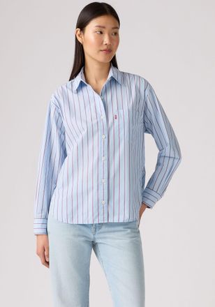 Levi's Langarmbluse LEVIS HARLIE NEW BF S, Damen, Gr. L (40), hug stripe chambray, Web, Obermaterial: 100% Baumwolle, gestreift, relaxed fit Po-bedeckend, 2-