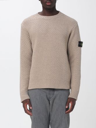 Stone Island Maglia girocollo in misto lana vergine con patch logo Compass