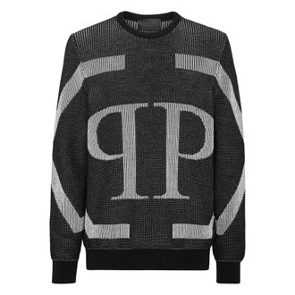 Philipp Plein Heren, Truien, Grijs, Maat: M Wol