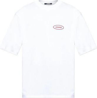 Jacquemus White Crewneck Logo Embroidered T-Shirt