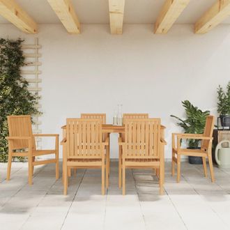 vidaXL Juego De Comedor De Jard&iacute;n 7 Piezas Madera Maciza De Teca Vidaxl