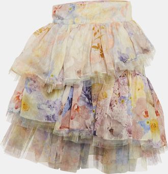 Zimmermann Multicolour Silk Blend Rhythmic Tiered Mini Skirt