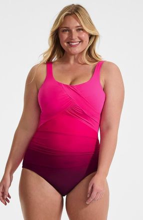 Lands End New SlenderSuit Carmela Underwire One Piece Swimsuit in Riviera Rose Ombre at Nordstrom, Size 20W