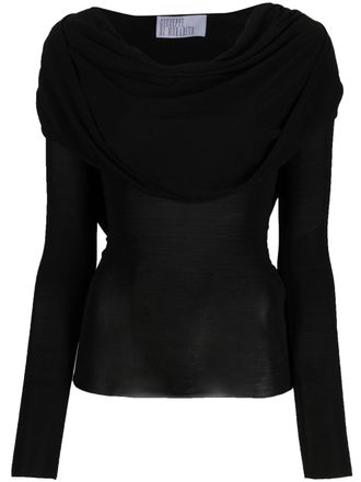 Giuseppe Di Morabito draped-detailing long-sleeve T-shirt - women - Viscose/Elastane - 40 - Black