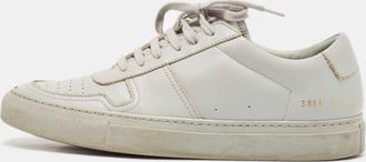 Common Projects Light Grey Leather Bball Low Top Bumpy Sneakers