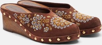 Farm Rio Floral suede clogs