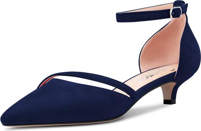 Castamere Women Low Kitten Heel Close Pointed Pumps Court Shoe Ankle Strap Two Piece Buckle Wedding Party Sexy Dress Shoes 3.5 CM Heels Navy Blue 10.5 UK from 59.90 on Stylight