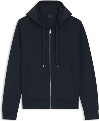 BOSS Zip-up hoodie with monogram hood