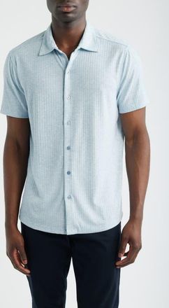 Robert Barakett Anton Knit Button-Up Polo in Fresh Blue at Nordstrom, Size Xx-Large