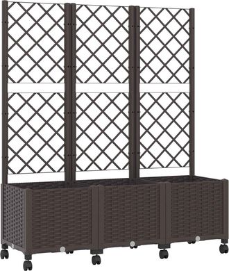 vidaXL Jardinera Con Enrejado Y Ruedas Marr&oacute;n 120 X 40 X 146 Cm Pp Vidaxl