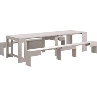 Dmora Panca Torquato, Set di 2 sedute per tavolo da pranzo, Panche allungabili, 290x25h45 cm, Bianco - Dmora