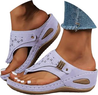 Generic Sandals for Women 2026 Orthopedic Sandals Summer Shoes Women Dressy Outfit Comfortable Arch Support Wedge Non Slip Flip-Flops, PU Leather Slides, Shoe
