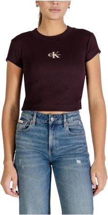 Calvin Klein Jeans Tops, Dames, Bruin, XS, Katoen, Monogram Baby T-shirt