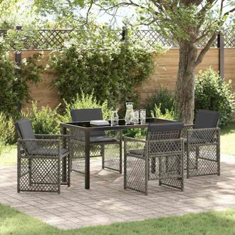 vidaXL Conjunto De Comedor De Jard&iacute;n 5 Pcs Gris Rat&aacute;n Sint&eacute;tico Vidaxl