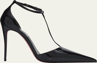 Christian Louboutin 110mm Kate Max Patent Leather T-Strap Pumps