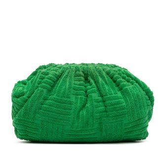 Bottega Veneta Pre-owned Womens Terry Cloth The Pouch - Dark Green Textile - One Size