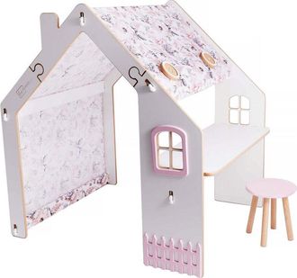 Habitat et Jardin Habitat Et Jardin - Casita De Madera Bianelli Con Escritorio - 114 X 93 X 120 Cm - Blanco / Rosa