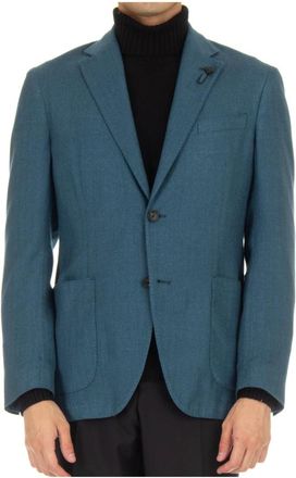 Lardini Gedeconstrueerde Slim Fit Blazer - Heren - Blazers - Blauw - M - Wol - Jassen