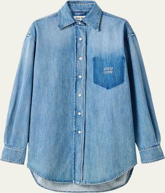 Miu Miu Denim Oversized Button-Down Shirt