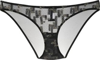 Eres Bloemen Slip Lingerie in Zwart/Goud - Dames - Onderbroek - Zwart - L - Ondergoed