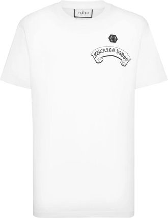 Philipp Plein T-Shirt Ronde Hals Smile - Heren - T-shirts - Wit - 3XL - Katoen - Tops