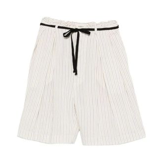 Barena Casual Shorts, female, White, Size: 2XS Striped Belted Shorts
