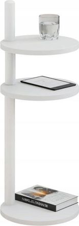 OEM Mesa Auxiliar Redonda Tipo Loft De 3 Niveles, 30x30x97 Cm, Metal Blanco