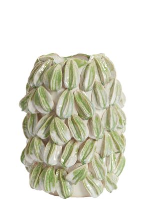Light And Living Vaso De Cer&aacute;mica Carambola Cr&egrave;me+verde - 35x33x47 Cm