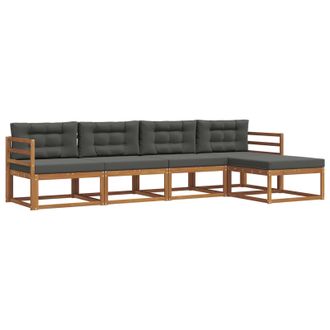 vidaXL Conjunto De Sof&aacute;s De Exterior 5 Pcs Natural Y Antracita Vidaxl