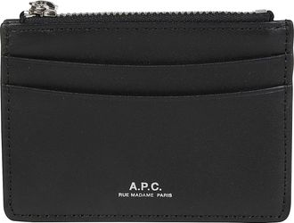 A.P.C. Black Leather Paris Credit Card Holder