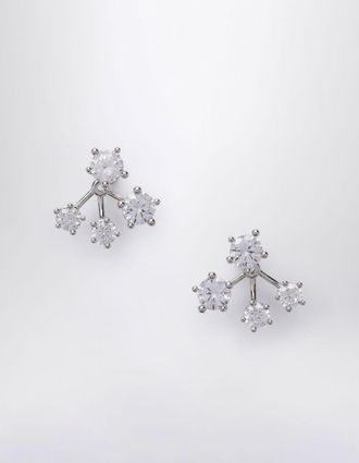 Panconesi Orecchini pendenti Constellation in ottone cromato con cristalli e logo inciso