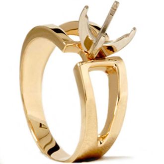 Pompeii3 Contemporary Solitaire Engagement 14K Gold Ring Setting Size Selectable