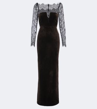 Roland Mouret Lace-trimmed velvet gown