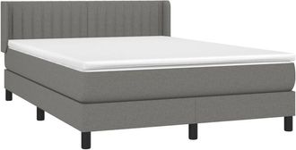 vidaXL Cama Box Spring Con Colch&oacute;n Tela Gris Oscuro 140x200 Cm Vidaxl