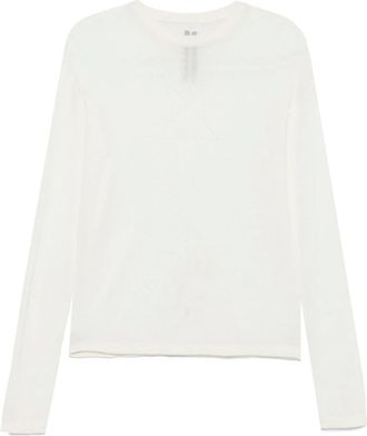 Rick Owens Truien & Vesten, Dames, Beige, M, Wol, Long-Sleeved Crewneck Jumper