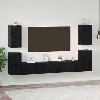 Berkfield Home TV Cabinet with Shelf Other with Storage with Door 7 pcs Black oak Engineered wood