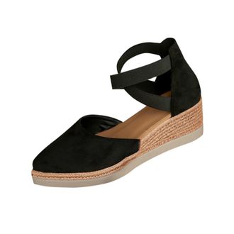 Generic Womens Wedge Sandals Casual Elastic Ankle Strap Sandals Closed Toe Solid Color Stylish Breathable Comfortable Slip On Shoes Summer Outdoor