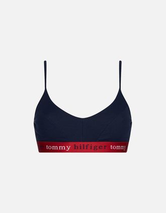 Tommy Hilfiger Womens Organic Cotton String Bralette, Navy Blazer - Black - Size: 10/8/10