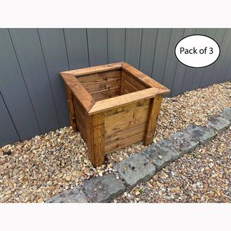 Charles Taylor Trading Multi Pack of 3 - Square Large Planter - Minimal Assembly Required in Brown