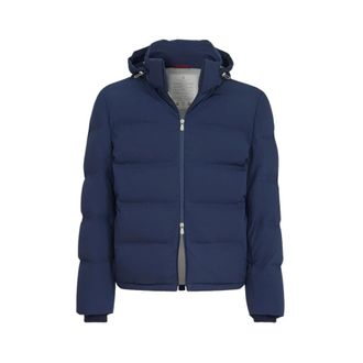 Brunello Cucinelli Nylon Donsjas - Heren - Winterjassen - Blauw - M - Nylon - Jassen