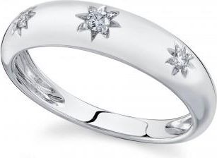 Allurez Diamond Star Wide Band Ring 14K White Gold (0.09ct)
