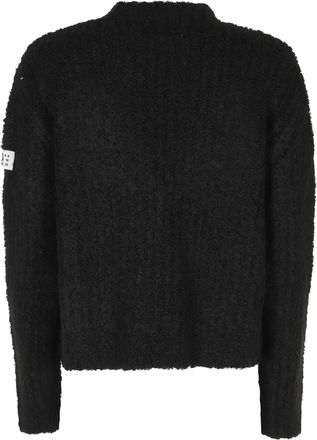 Maison Margiela Black Cropped Numeric Logo Patch Acrylic-Blend Sweater